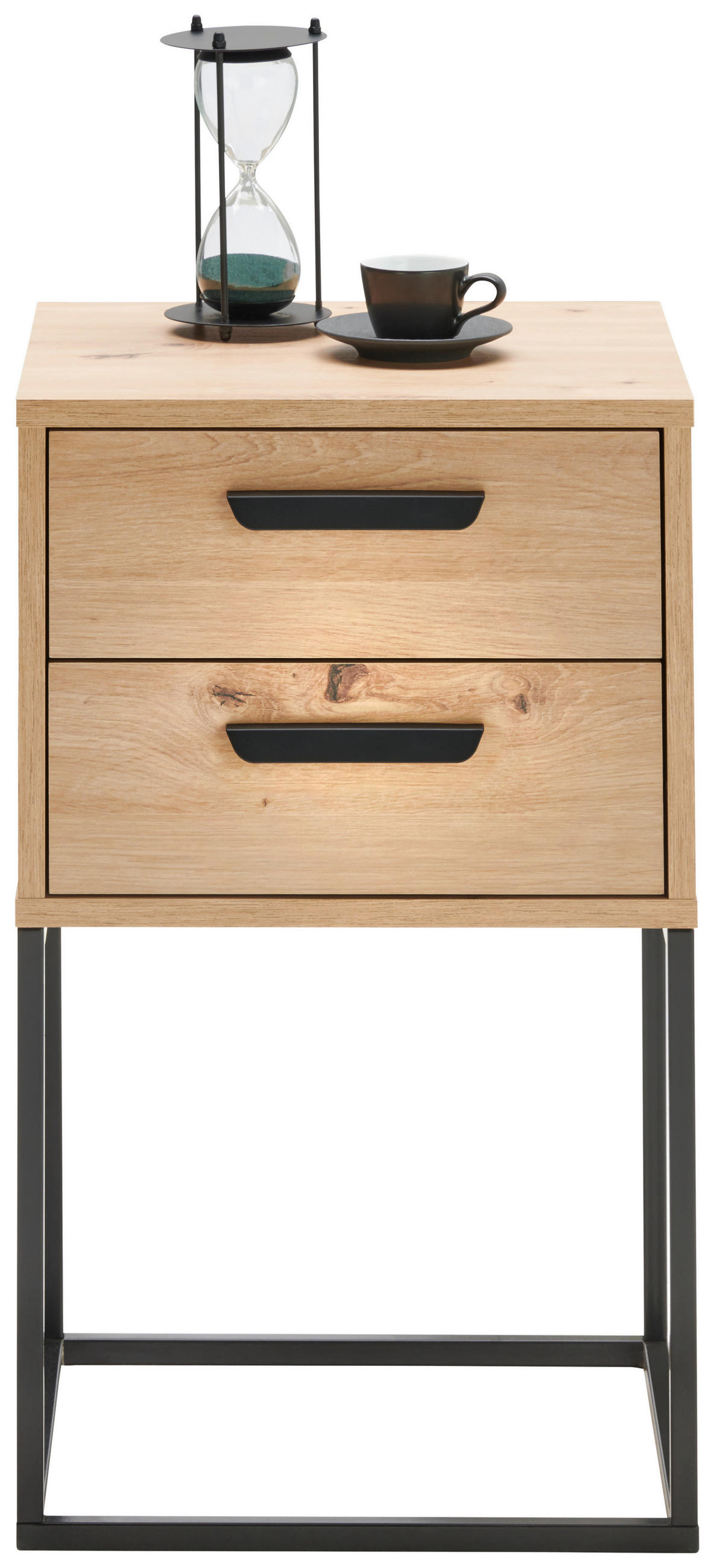 NACHTKÄSTCHEN 40/65/38,5 cm  in Eiche Artisan, Schwarz  - Schwarz/Eiche Artisan, KONVENTIONELL, Holzwerkstoff/Kunststoff (40/65/38,5cm) - Carryhome