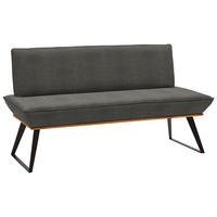 SITZBANK in Holz, Metall, Textil Grau, Schwarz, Eichefarben  - Eichefarben/Schwarz, Design, Holz/Textil (160/87/64cm) - Voleo