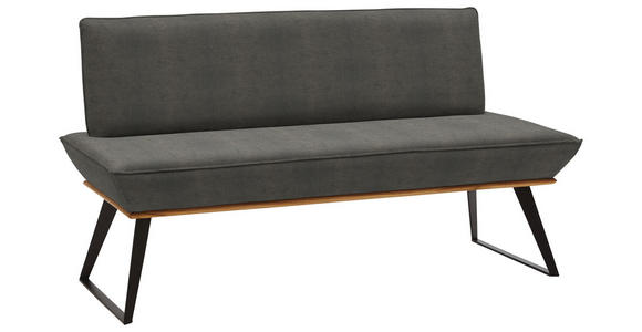 SITZBANK 160/87/64 cm  in Grau, Schwarz, Eichefarben  - Eichefarben/Schwarz, Design, Holz/Textil (160/87/64cm) - Voleo