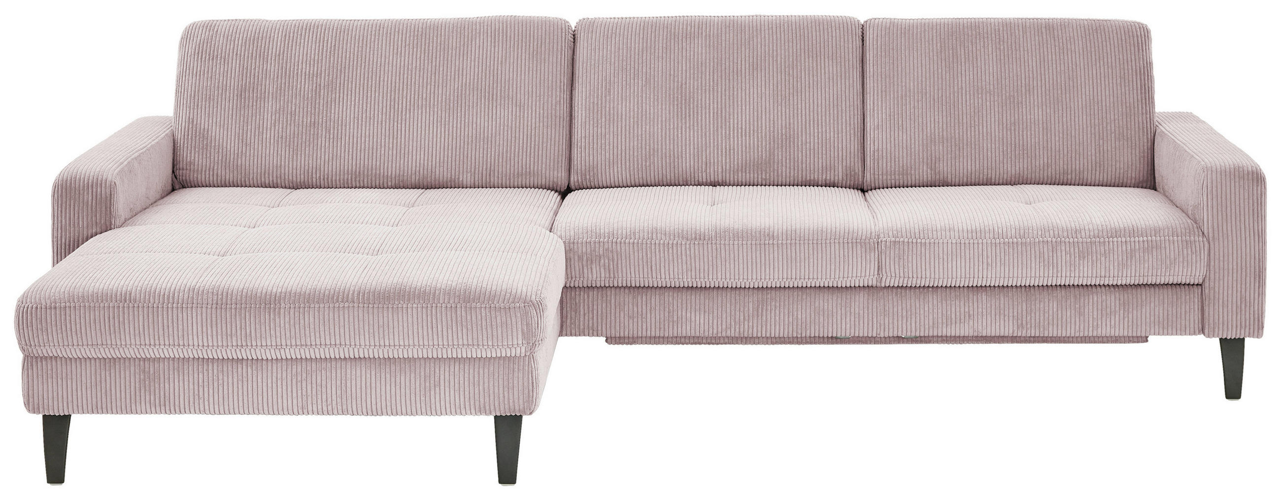 ECKSOFA in Cord Altrosa  - Schwarz/Altrosa, Modern, Textil/Metall (177/302cm) - Beldomo Style