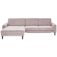 ECKSOFA in Cord Altrosa  - Schwarz/Altrosa, Modern, Textil/Metall (177/302cm) - Beldomo Style