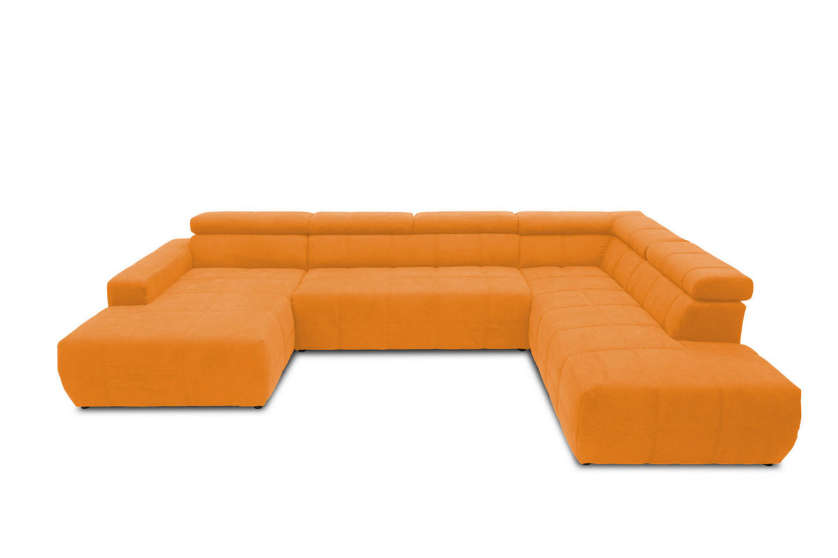 WOHNLANDSCHAFT in Mikrofaser Orange  - Schwarz/Orange, Design, Kunststoff/Textil (175/359/228cm) - MID.YOU