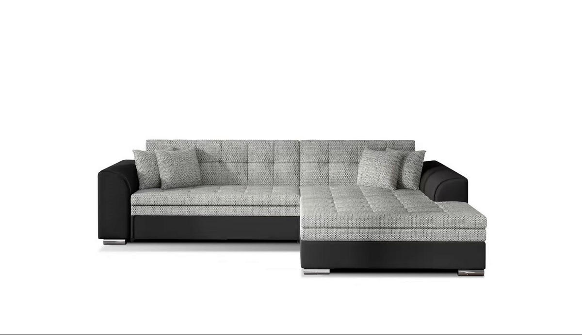 ECKSOFA  Grau, Schwarz Webstoff  - Chromfarben/Schwarz, Design, Kunststoff/Textil (296/194cm) - MID.YOU