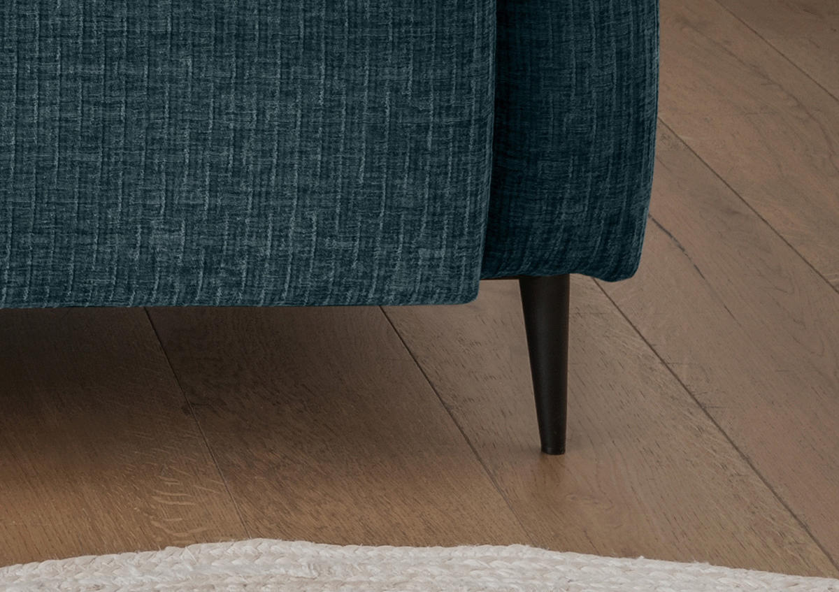 3-SITZER-SOFA in Mikrofaser Blau  - Blau/Schwarz, Modern, Textil/Metall (180/76/90cm) - Livetastic