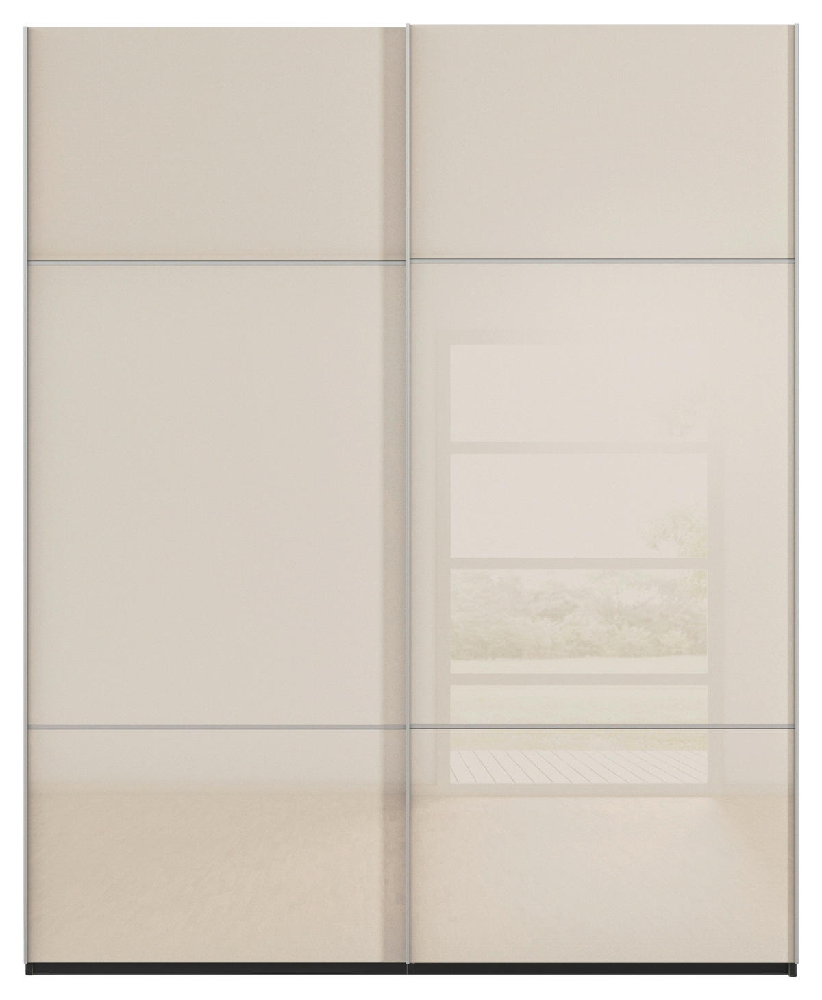 SCHWEBETÜRENSCHRANK in Schwarz, Champagner  - Champagner/Alufarben, Konventionell, Glas/Holzwerkstoff (181/223/67cm) - Novel