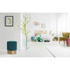 HOCKER in Holz, Textil, Holzwerkstoff Grün, Petrol  - Goldfarben/Petrol, Basics, Holz/Holzwerkstoff (35/42cm) - Kayoom