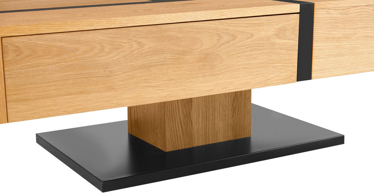 KLUBSKA MIZA, črna, barve hrasta  - črna/barve hrasta, Design, kovina/leseni material (120/65/40cm) - Livetastic