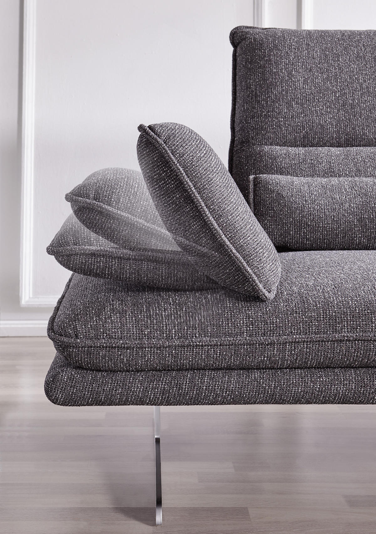 ECKSOFA in Webstoff Anthrazit  - Chromfarben/Anthrazit, Design, Textil (291/164cm) - Chilliano