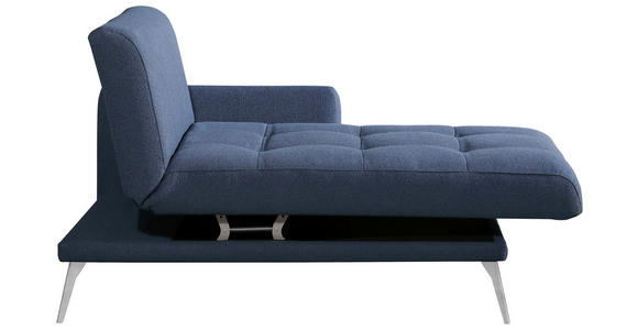 RÉCAMIERE Amira in Flachgewebe Dunkelblau  - Chromfarben/Dunkelblau, KONVENTIONELL, Textil/Metall (200/85/106cm) - Novel