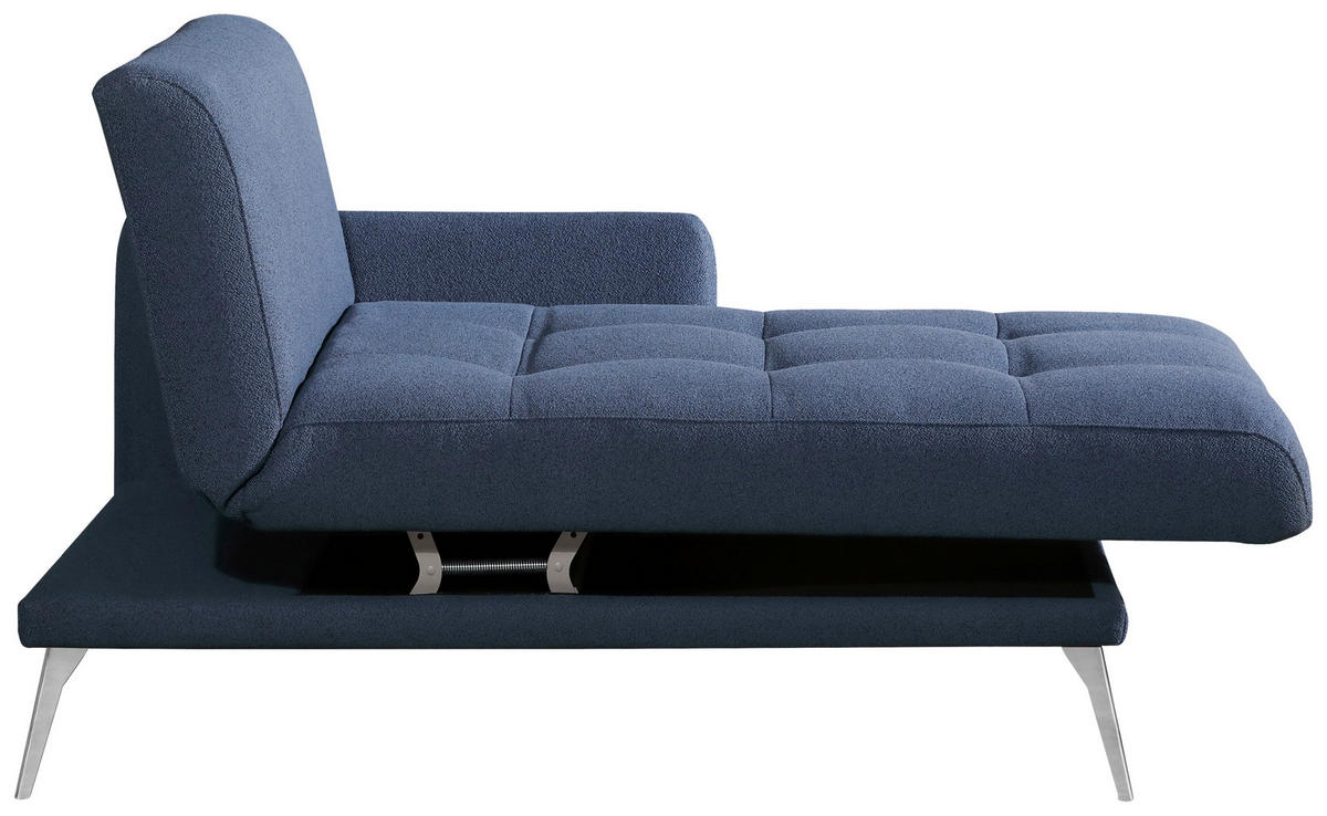 RÉCAMIERE Flachgewebe Dunkelblau  - Chromfarben/Dunkelblau, Konventionell, Textil/Metall (200/85/106cm) - Novel