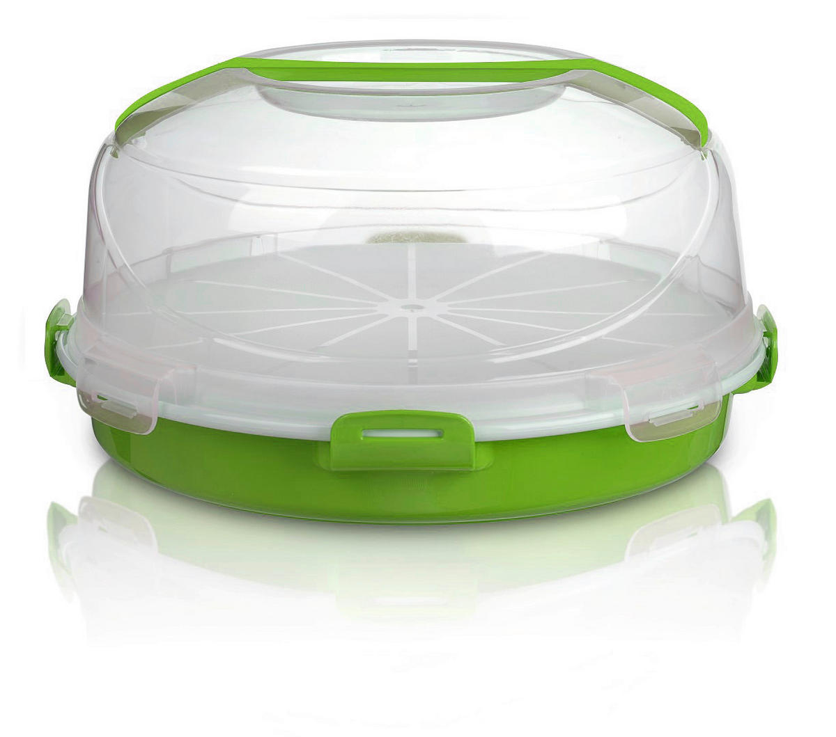BOX NA PRENÁŠANIE MÚČNIKOV    - priehľadné/zelená, Basics, plast (34,5/15,5cm) - Homeware Profession.