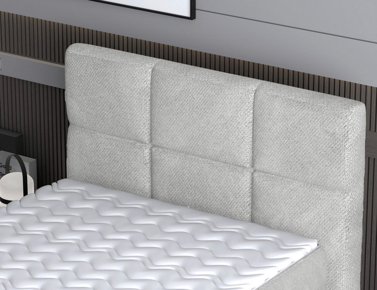 BOXSPRINGBETT 120/200 cm,  in Creme, Matratze, Topper, motorische Verstellbarkeit, Fernbedienung, H3 = fest  - Creme/Schwarz, KONVENTIONELL, Holz/Kunststoff (120/200cm) - Chameo