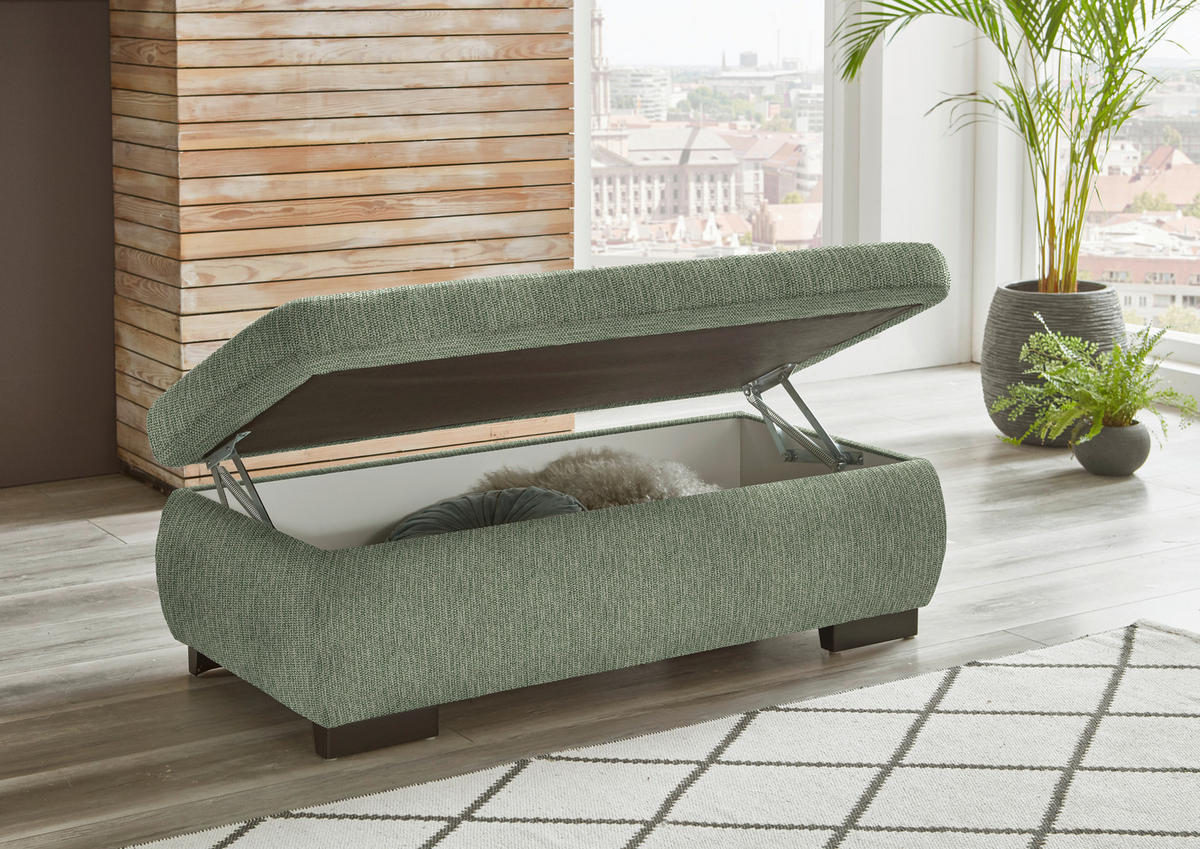 ECKSOFA in Flachgewebe Grün  - Schwarz/Grün, Design, Textil/Metall (174/297cm) - Beldomo Style
