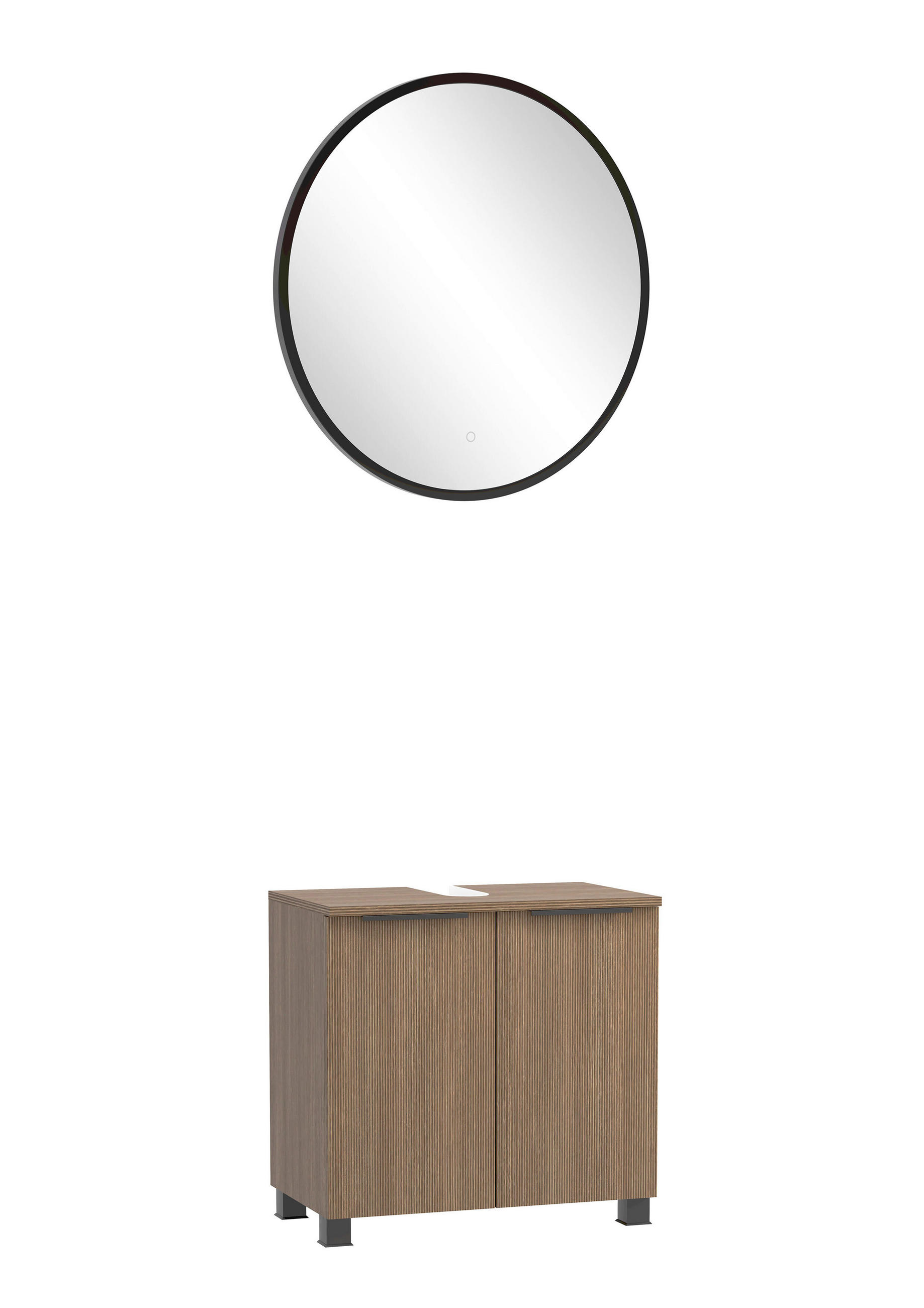 BADEZIMMER 2-teilig  in 60 cm  - Dunkelbraun/Schwarz, Basics, Holzwerkstoff/Kunststoff (60cm) - Held