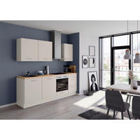 KÜCHENBLOCK 230 cm   Magnolie  - Edelstahlfarben/Eichefarben, Design, Holzwerkstoff/Metall (230cm) - Impuls