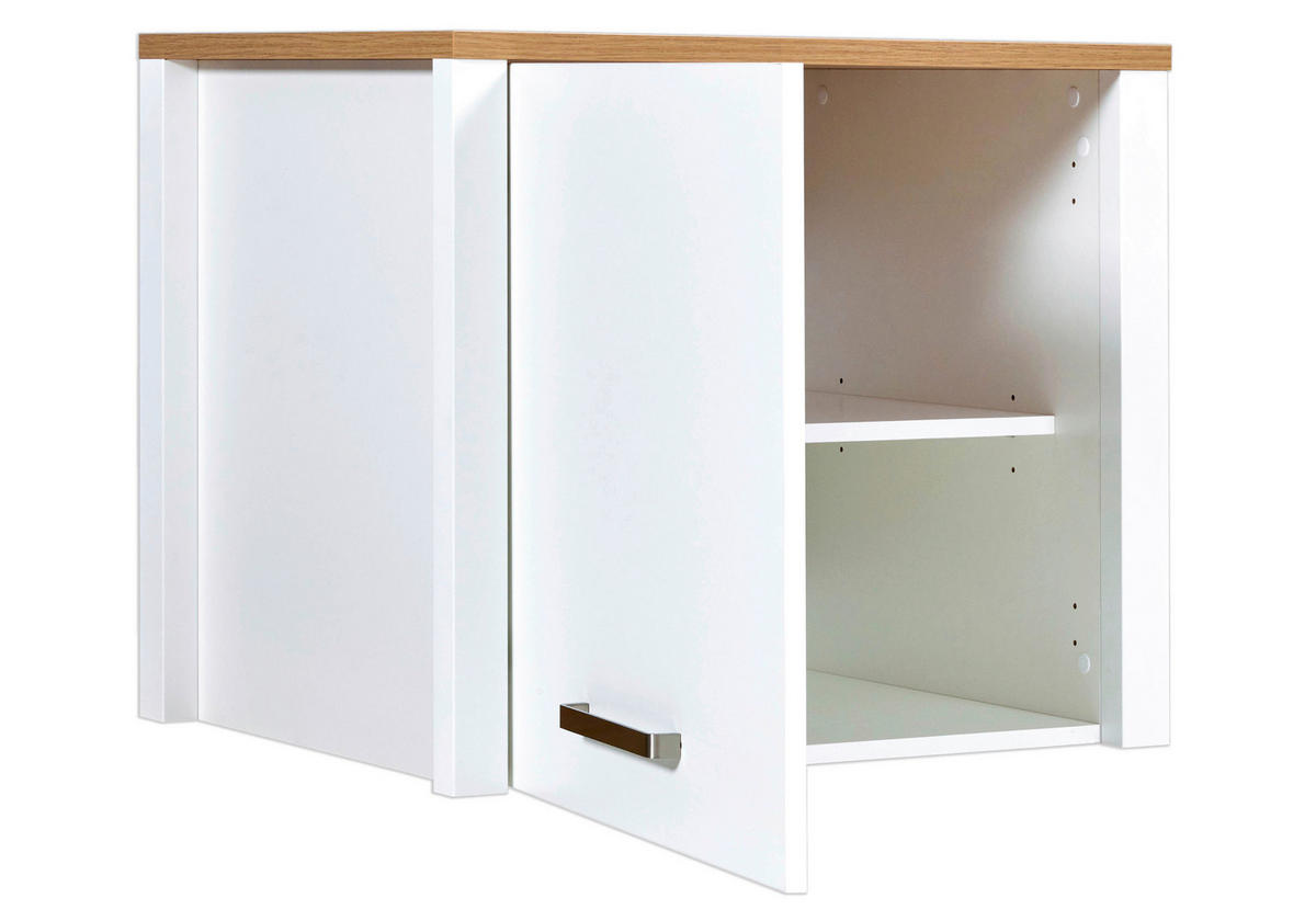 KÜCHENLEERBLOCK   in Weiß, Eiche Artisan  - Silberfarben/Weiß, MODERN, Glas/Holzwerkstoff (300/227/60cm) - home24