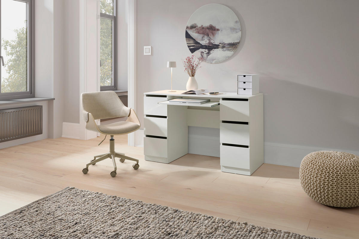 SCHREIBTISCH  Weiß Stauraum  - Weiß, MODERN, Holzwerkstoff (120/76/51cm) - MID.YOU