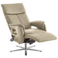 RELAXSESSEL in Leder Ecru  - Ecru/Edelstahlfarben, Design, Leder/Metall (70/124/85cm) - Cantus