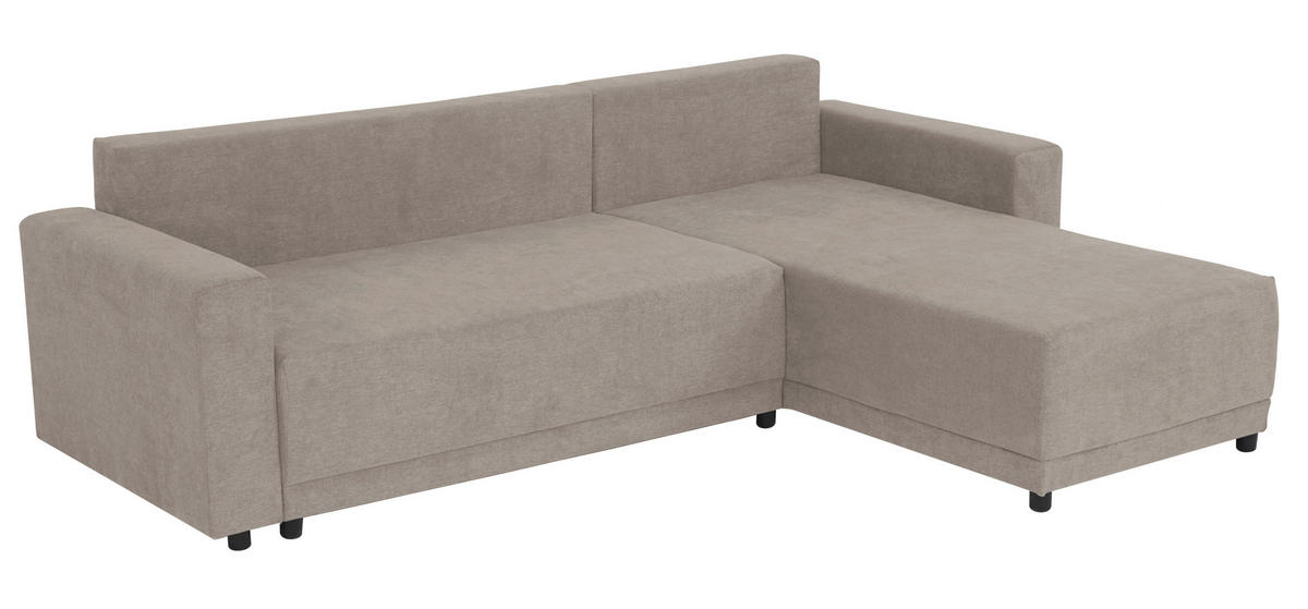 ECKSOFA Greige Mikrofaser  - Greige/Schwarz, Design, Kunststoff/Textil (178/248cm) - MID.YOU