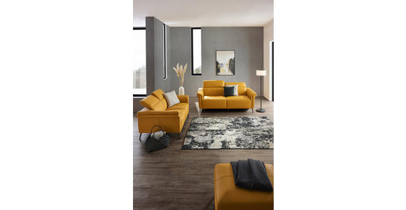 2-SITZER-SOFA in Leder Currygelb - Currygelb/Schwarz, Design, Leder/Metall (162/79/104cm) - Emilio Belluti
