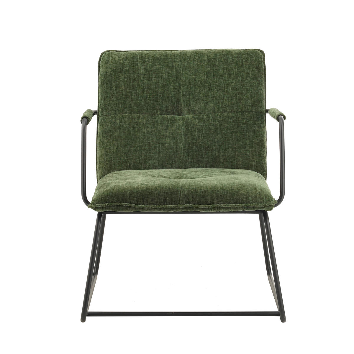SESSEL in Chenille Dunkelgrün  - Dunkelgrün/Schwarz, MODERN, Textil/Metall (65/80/68cm) - MID.YOU