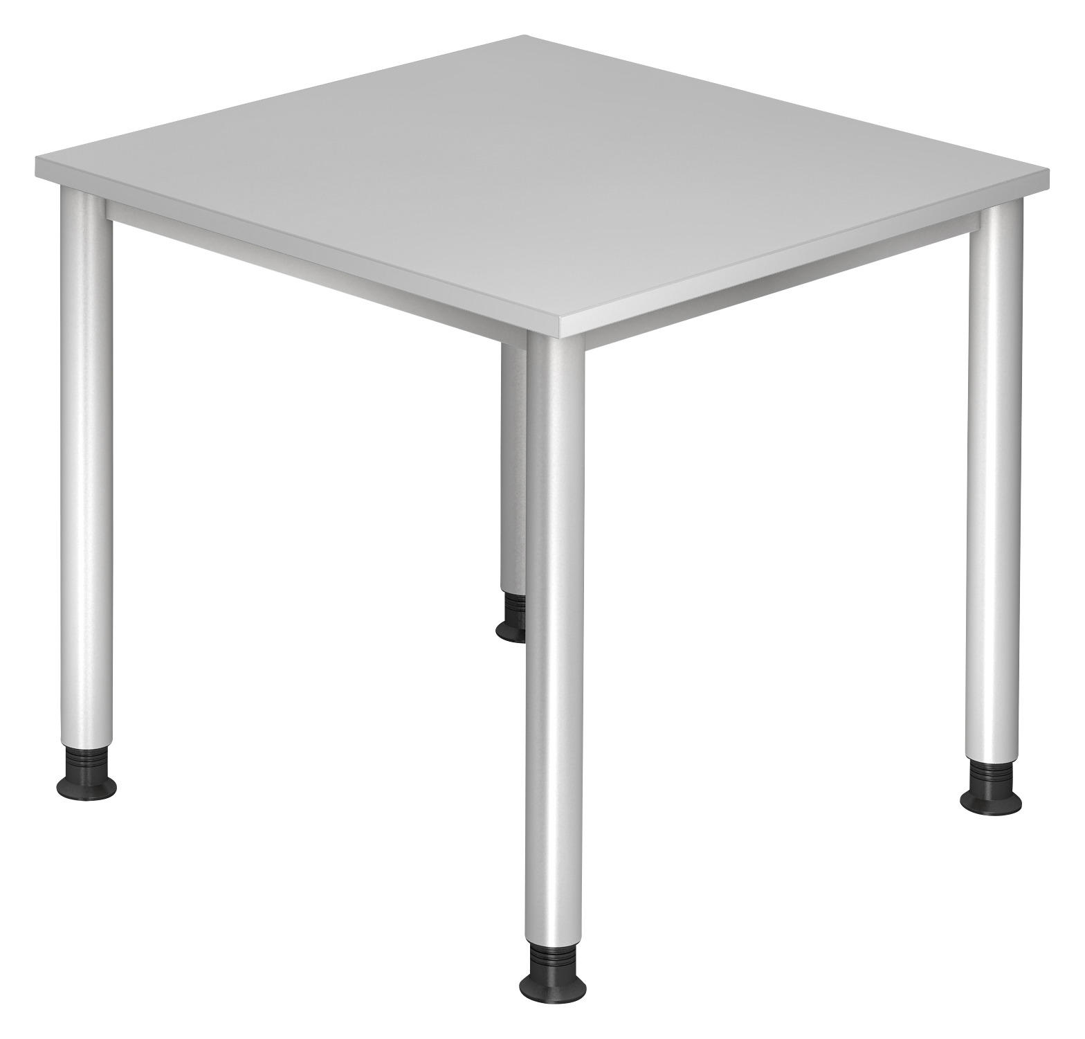 SCHREIBTISCH 80/80/68-76 cm  in Grau, Silberfarben  - Silberfarben/Grau, KONVENTIONELL, Holzwerkstoff/Metall (80/80/68-76cm) - Venda