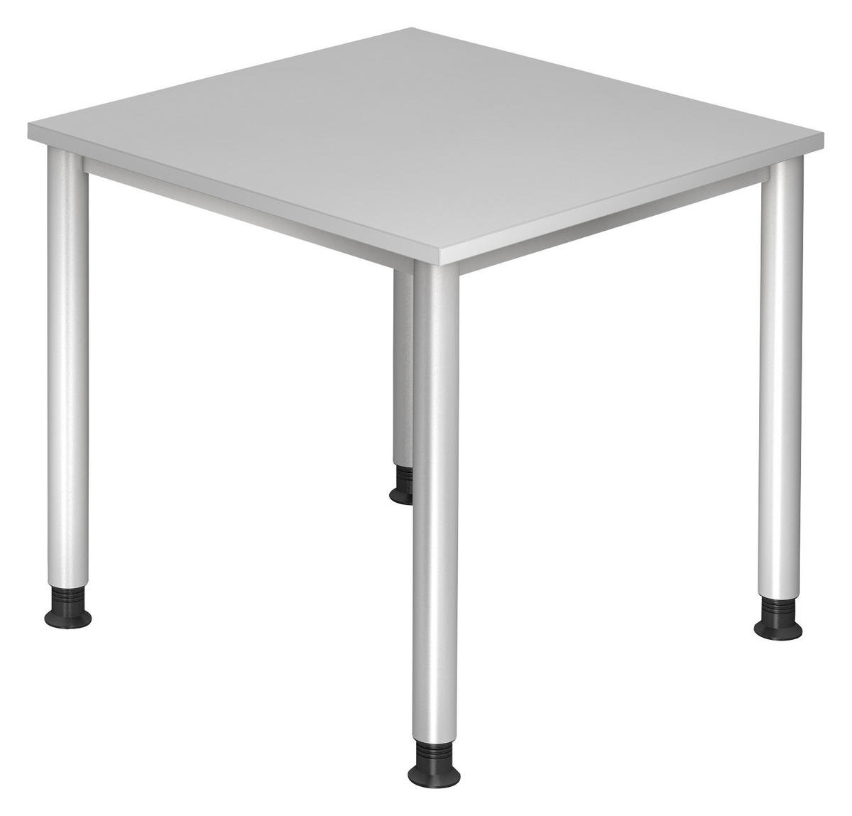 SCHREIBTISCH 80/80/68-76 cm  in Grau, Silberfarben  - Silberfarben/Grau, KONVENTIONELL, Holzwerkstoff/Metall (80/80/68-76cm) - Venda