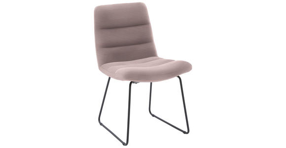 STUHL  in Cord Textil  - Hellrosa/Schwarz, Design, Textil/Metall (52/88/66cm) - Dieter Knoll