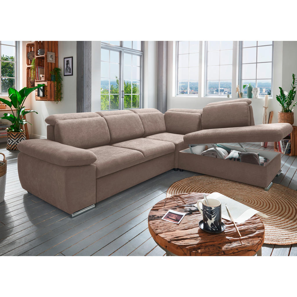 Thumbnail - Livetastic Ecksofa, Taupe, Textil, 5-Sitzer, Ottomane rechts, 283x228 cm, seitenverkehrt erhältlich, Schlafen auf Sitzhö...