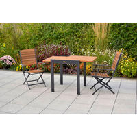 BALKONSET Graphitfarben, Naturfarben 3-teilig  - Graphitfarben/Naturfarben, MODERN, Holz/Metall - Gardenson