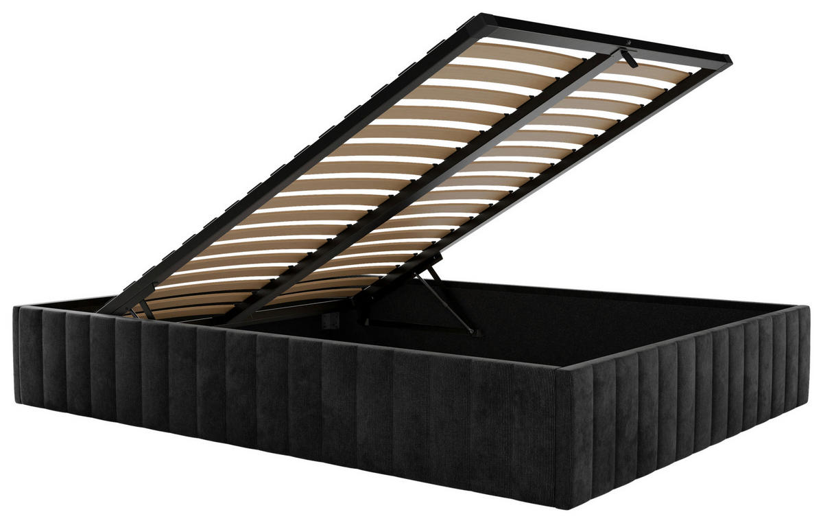 POLSTERBETT Bettkasten, Lattenrost 120/200 cm  in Schwarz  - Schwarz, Design, Holz/Textil (120/200cm) - Boxxx