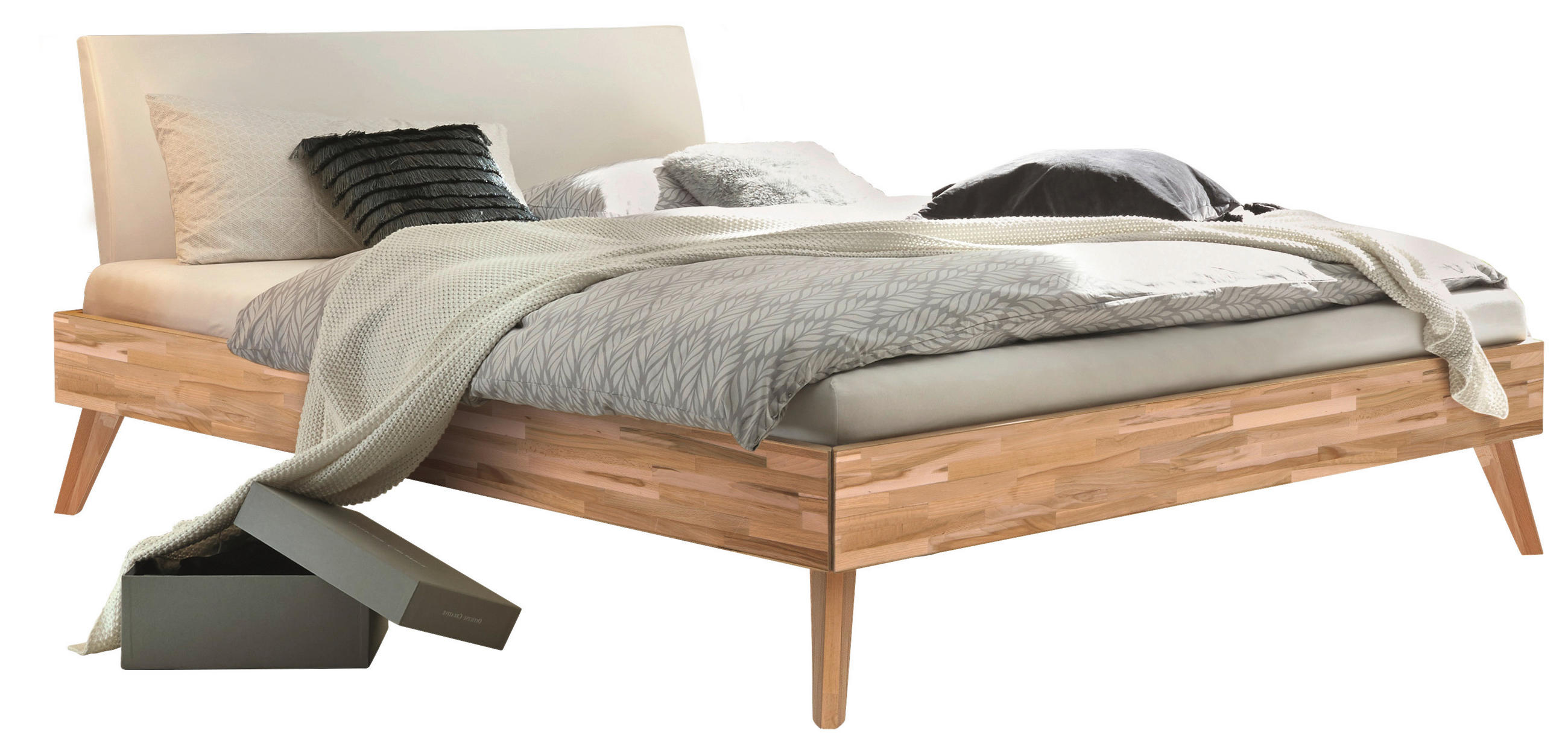 BETT 200/200 cm,  in Kernbuche,  - Buchefarben/Kernbuche, Design, Holz (200/200cm) - Hasena