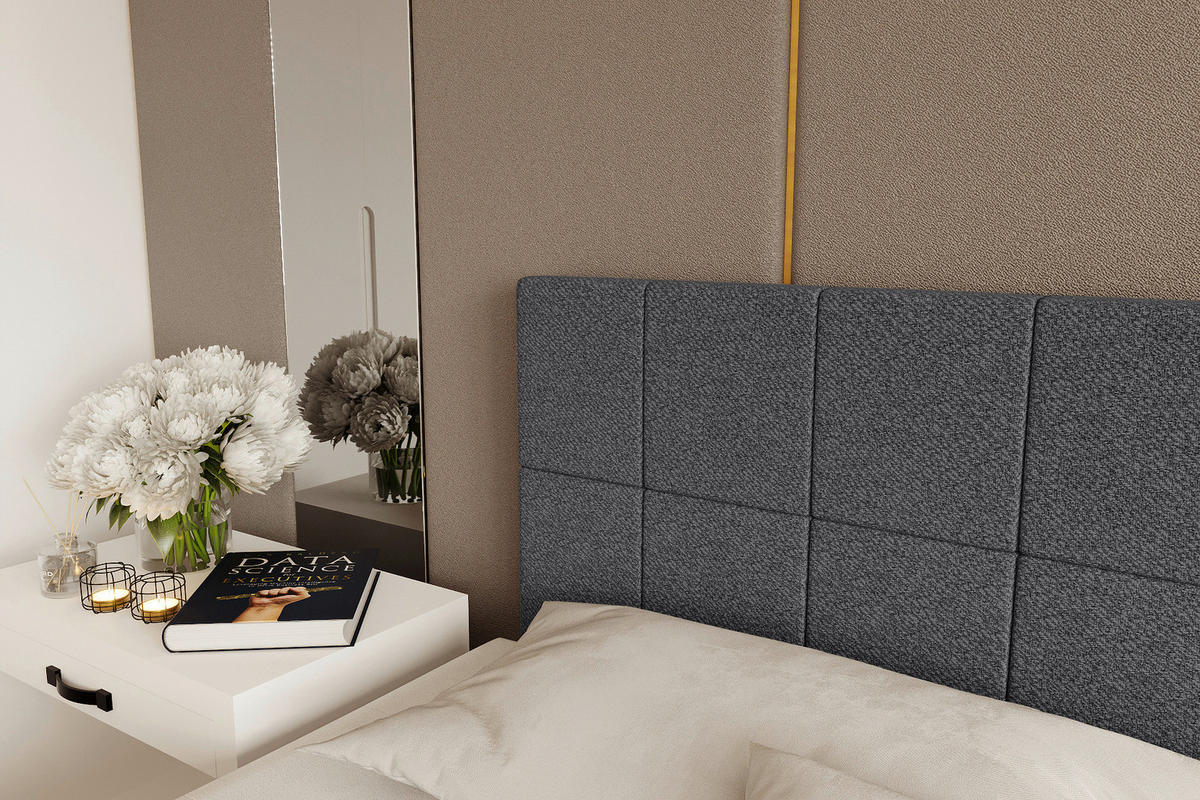 BOXBETT 160/200 cm,  in Anthrazit, Topper, Matratzen, Bettschubladen, H3 = fest  - Anthrazit/Schwarz, KONVENTIONELL, Kunststoff/Textil (160/200cm) - Boxxx