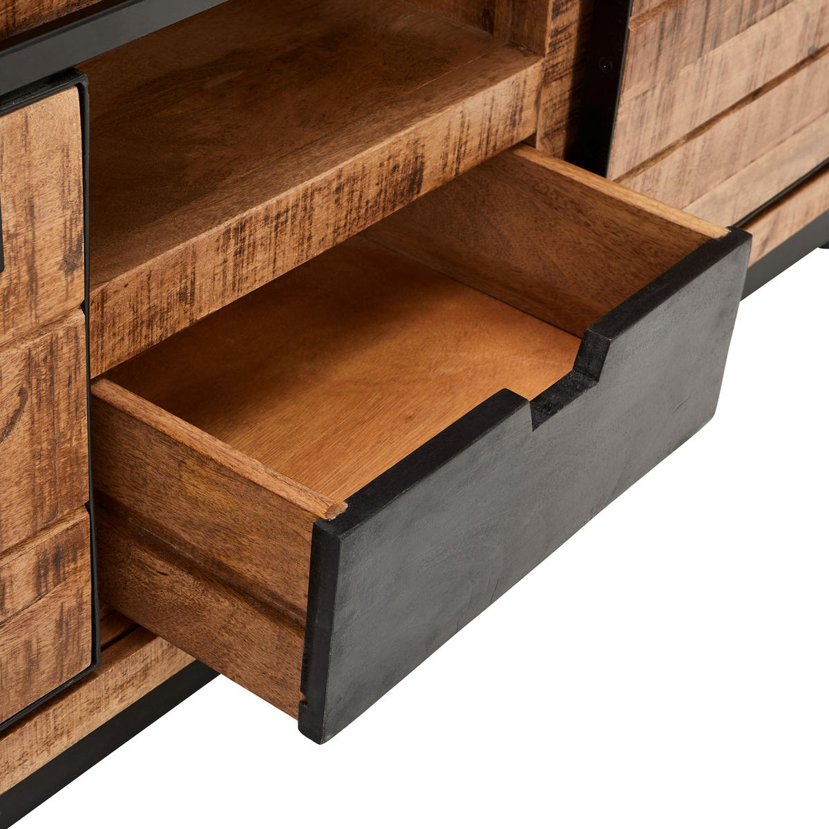 LOWBOARD Lusaka  in 140/50/40 cm  - Schwarz/Braun, Natur, Holz (140/50/40cm) - Livetastic