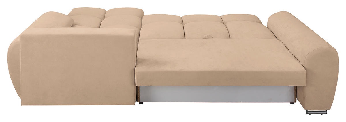 ECKSOFA in Mikrofaser Beige  - Beige/Silberfarben, Design, Textil/Metall (256/175cm) - Livetastic