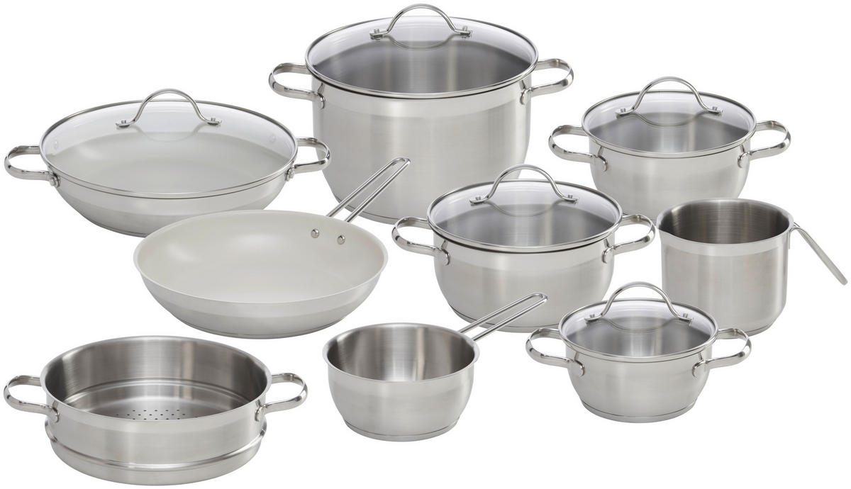 SET DE OALE 9 piese  - străveziu/culoare inox, Konventionell, sticlă/metal - Homeware Profession.