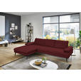 ECKSOFA in Echtleder Rot  180/310 cm  - Rot/Schwarz, Design, Leder/Metall (180/310cm) - Dieter Knoll