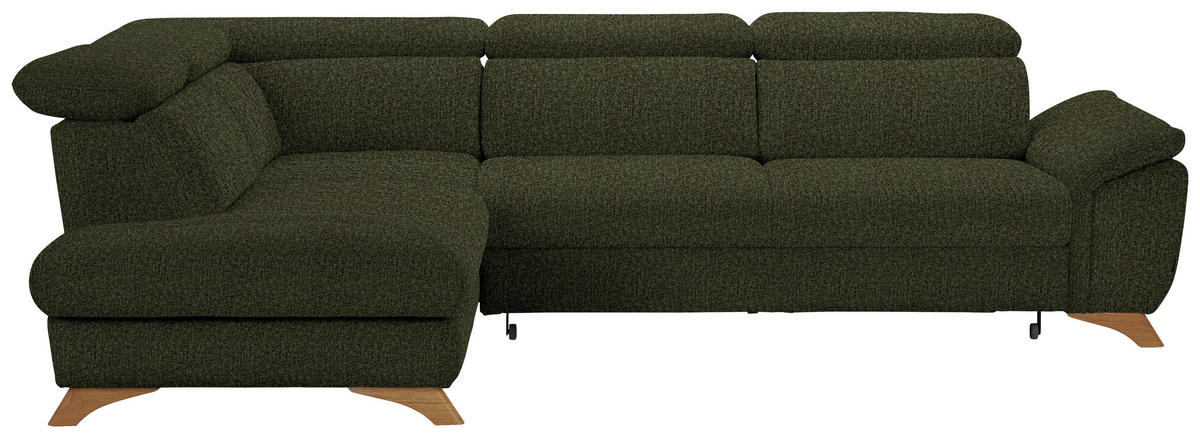 ECKSOFA in Chenille Olivgrün  - Eichefarben/Olivgrün, Modern, Holz/Textil (212/287cm) - Valnatura