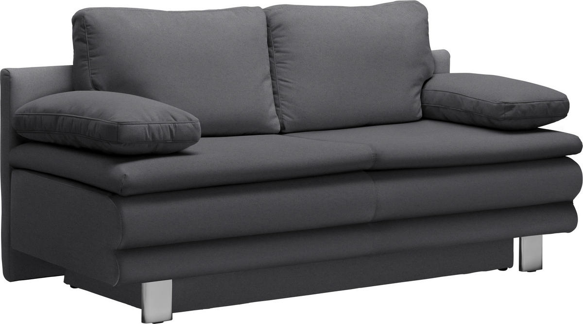 SCHLAFSOFA in Flachgewebe Grau  - Chromfarben/Grau, Design, Textil/Metall (194/96/86cm) - Novel