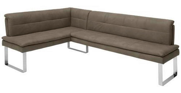 ECKBANK 174/253 cm in Grau, Chromfarben - Chromfarben/Beige, Design, Textil/Metall (174/253cm) - Novel
