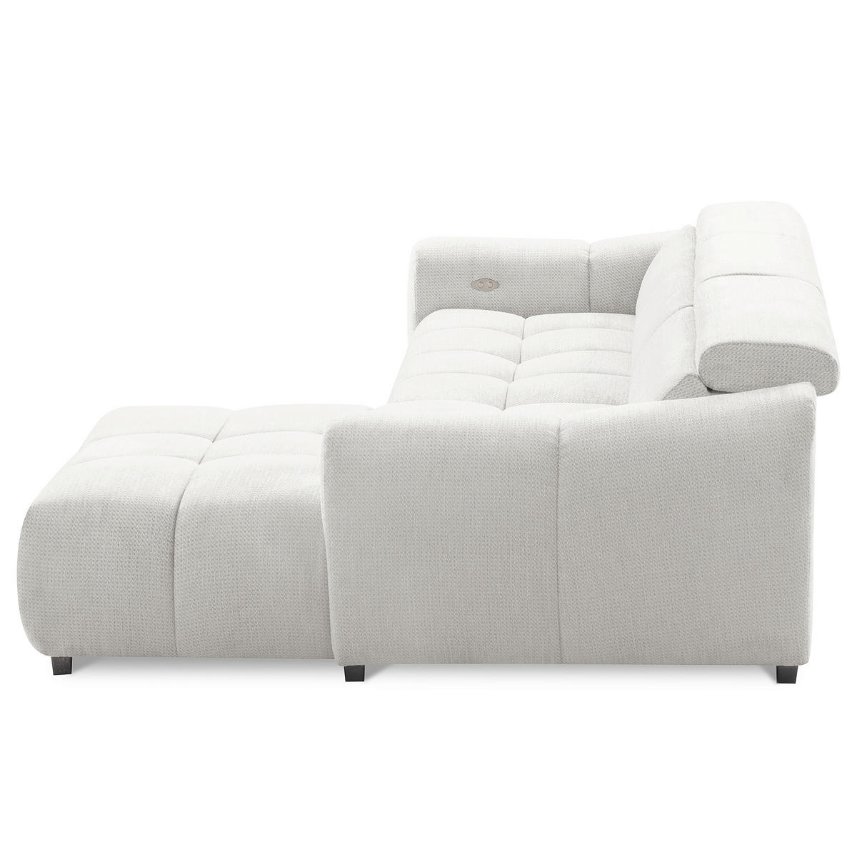 ECKSOFA AVEIRO Silberfarben Webstoff Bettkasten, Kopfteilverstellung, Sitzvorzug  - Silberfarben/Schwarz, Design, Kunststoff/Textil (274/177cm) - Livetastic