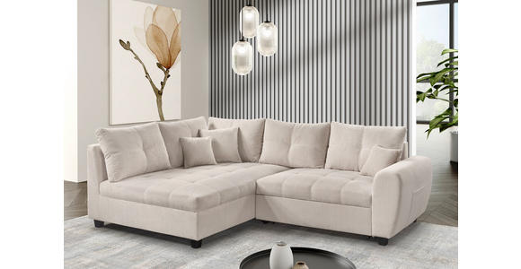 ECKSOFA  in Plüsch Creme  - Creme/Schwarz, KONVENTIONELL, Kunststoff/Textil (175/249cm) - Carryhome
