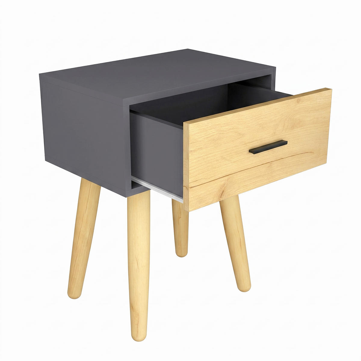 NACHTTISCH 45/56/30 cm, Anthrazit, Honigeiche,  - Honigeiche/Anthrazit, MODERN, Holzwerkstoff/Metall (45/56/30cm) - Livetastic