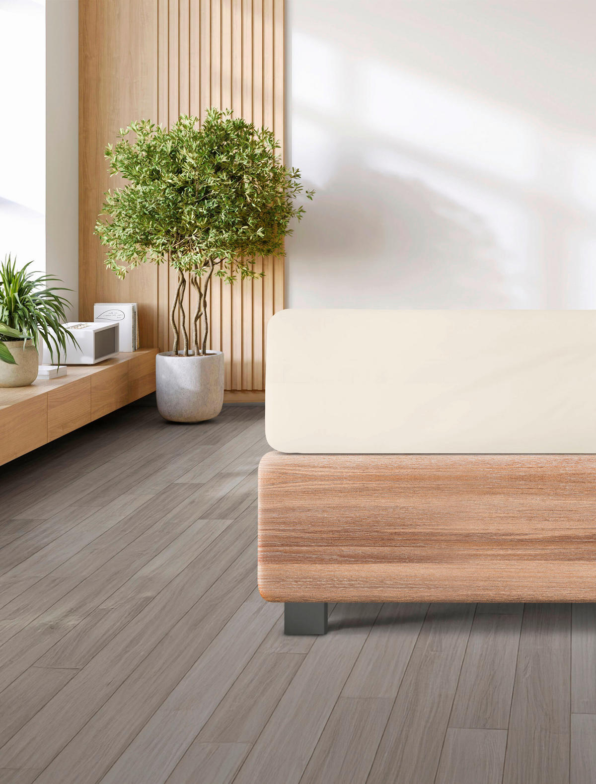 SPANNBETTTUCH Jersey  - Creme, Basics, Textil (90-100/200-220cm) - Irisette