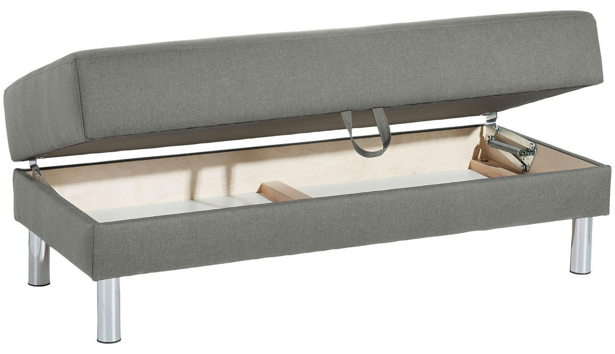 ECKSCHLAFSOFA inkl. Hocker in Hellgrau Textil   - Chromfarben/Hellgrau, Konventionell, Textil/Metall (152/230cm) - Max Winzer