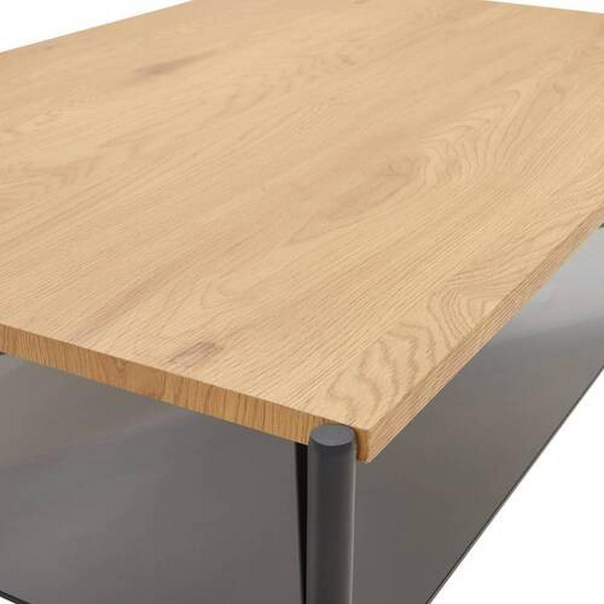 COUCHTISCH in Metall, Glas, Holzwerkstoff  - Eichefarben/Schwarz, Design, Glas/Holzwerkstoff (110/45/70cm) - PBJ