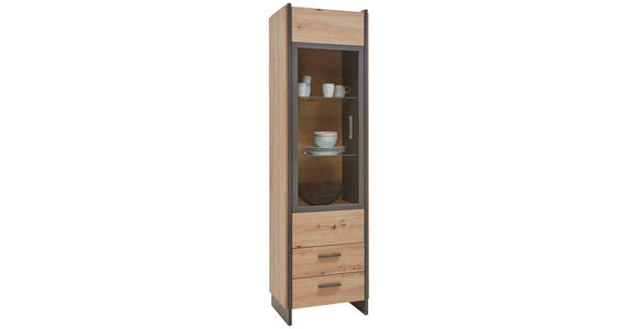 VITRINE in Eiche Artisan  - Eiche Artisan/Grau, Design, Glas/Holzwerkstoff (57/205/41cm) - Hom`in