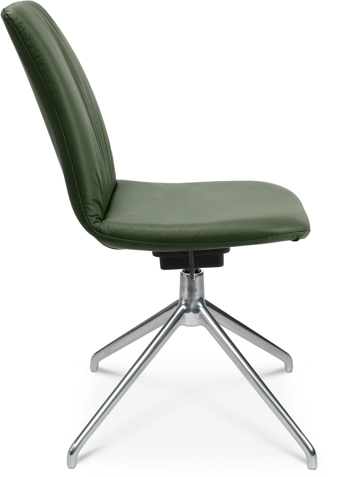 STUHL  in Aluminium Echtleder pigmentiert  - Alufarben/Grün, Design, Leder/Metall (46/81,5-84,5/55cm) - Johann Jakob