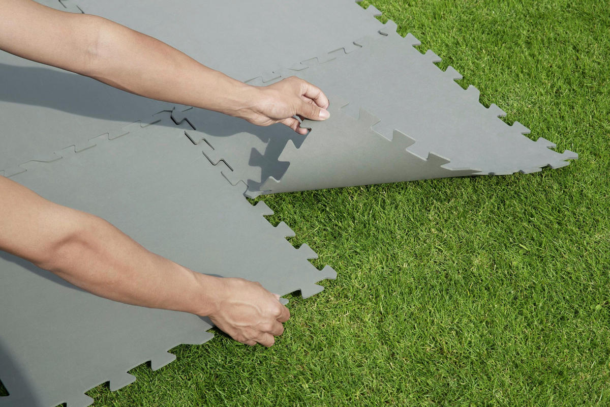 BODENSCHUTZMATTE 58639 50/50 cm  - Grau, KONVENTIONELL, Kunststoff (50/50cm) - Bestway