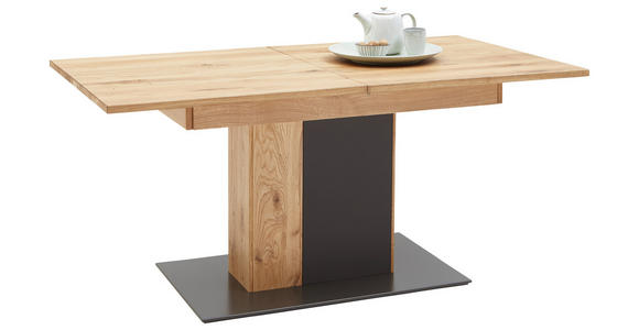 ESSTISCH Anthrazit, Eichefarben rechteckig ausziehbar - Eichefarben/Anthrazit, Natur, Glas/Holz (160-200/90/75,4cm) - Waldwelt